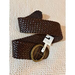 Jessica Simpson Dark Brown Braided Leather Belt | Wide Boho Waist Cinch | S